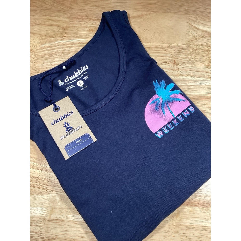 Men's Chubbies Non-Pocket Graphic Tank NEW Navy Blue Small